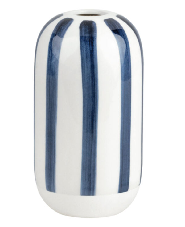 Vase en porcelaine rayures bleues