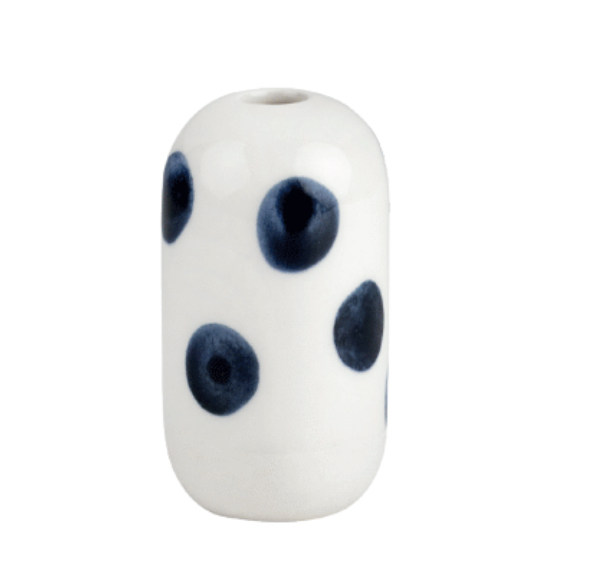 Mini vase avec pois bleus