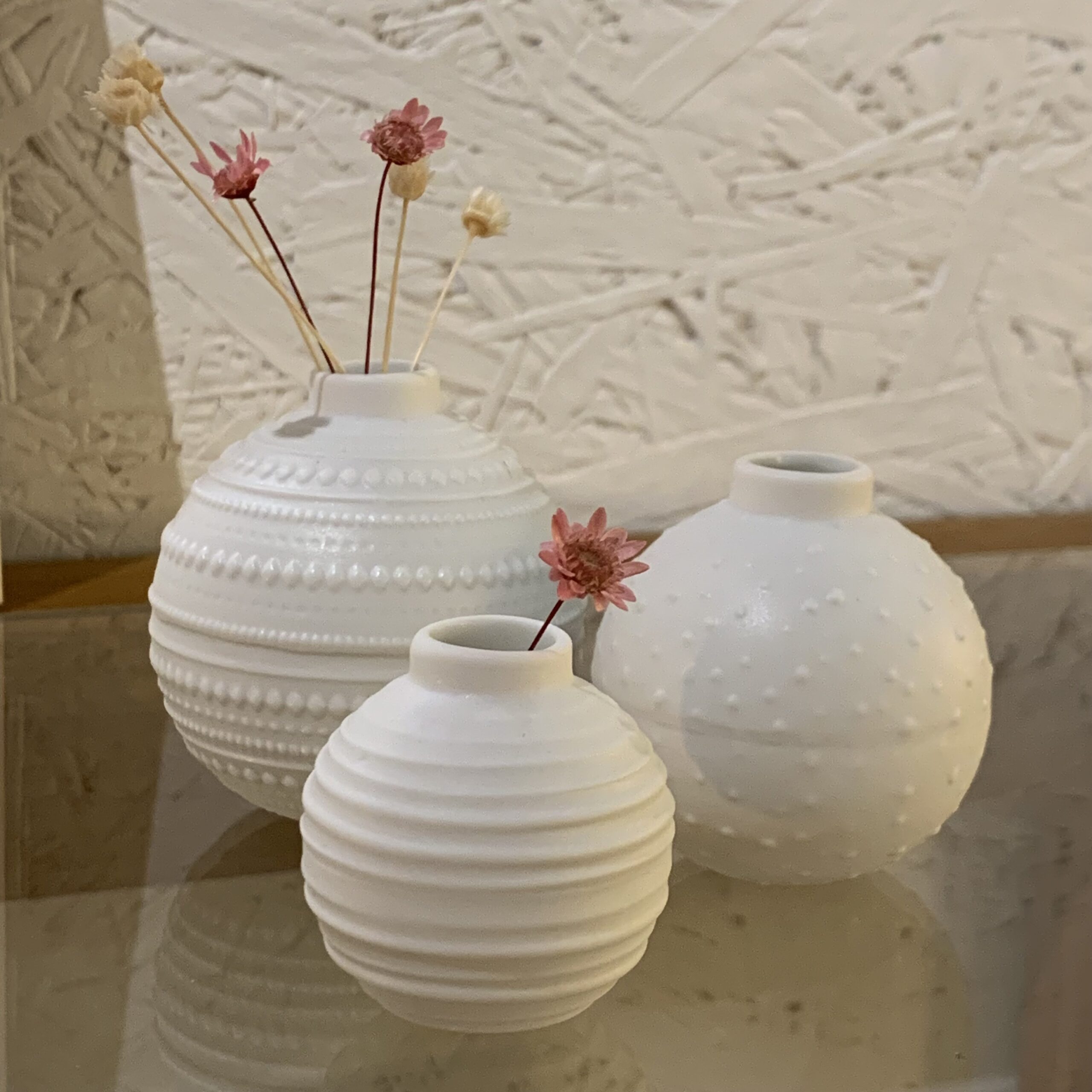 Trio de vases - vases en porcelaine - vase blanc - Petit vases