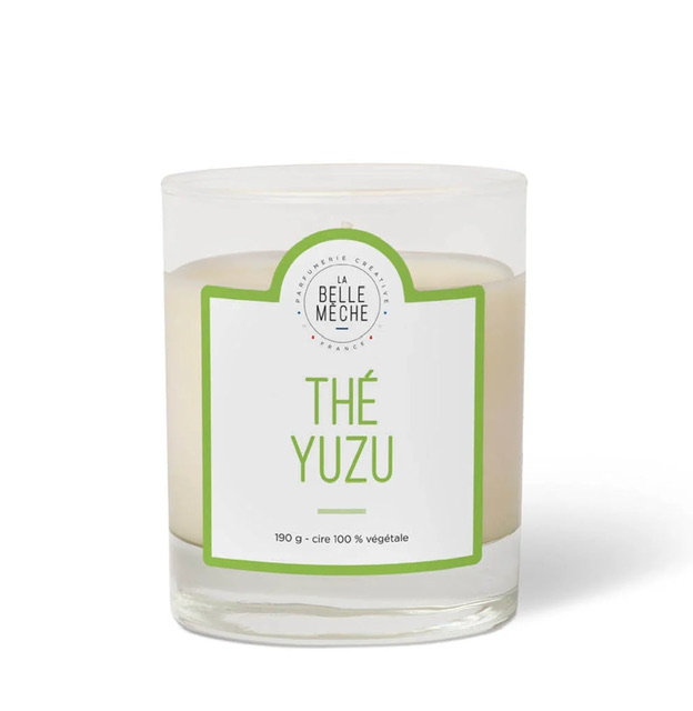 Bougie thé yuzu de la belle mèche, une boudée fabriquée en France; idée cadeau pont aven