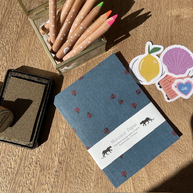 Petit carnet A6 de chez Monsieur papier avec des coccinelles. Chez Maison B. Belle boutique à Pont-Aven et sur le site web