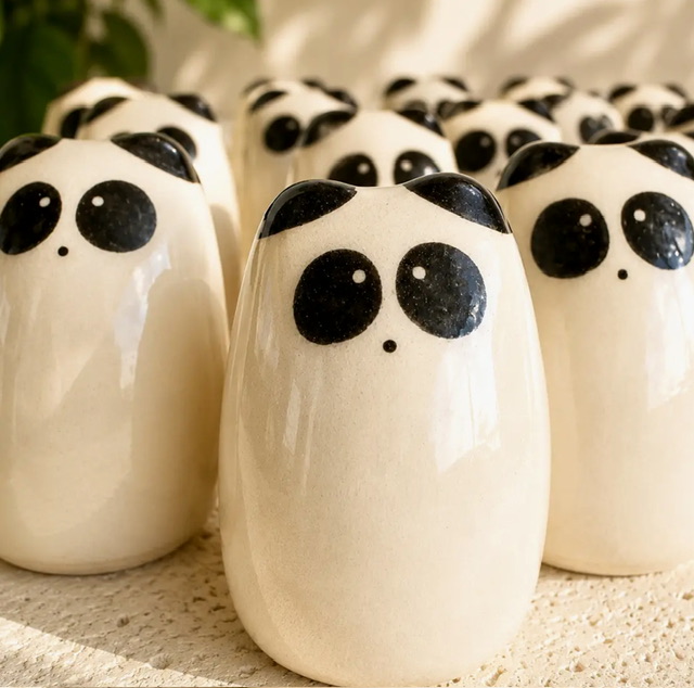 Panda porte bonheur en céramique. Cadeau pour examen maissance porter chance porte bonheur. Boutique à Pont-Aven