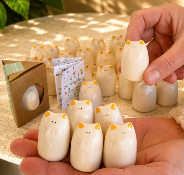 Petit cochon porte bonheur en céramique. Cet objet amulette est un porte bonheur. Idéal naissance, examen, cadeau d’anniversaire. Pont-Aven belle boutique Maiosn B.